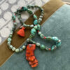 Chrysocolla and bamboo coral necklace