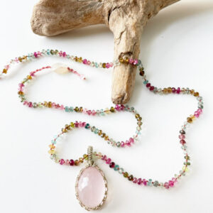tourmaline and rose quartz necklace